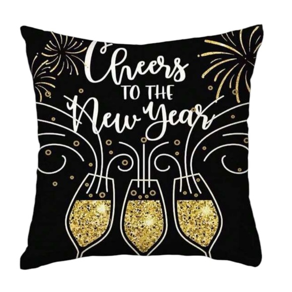 4 Piece Set New Year Holiday Pillow Covers Black & Gold 45 x 45 cm Party Theme - Picture 8 of 8